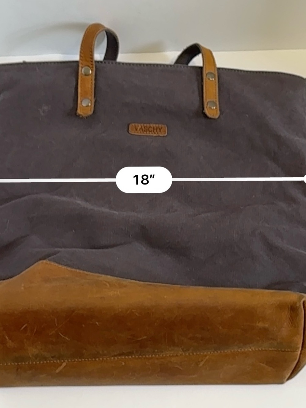 VASCHY Leather Canvas Vintage Tote Bag - Picture 6 of 12